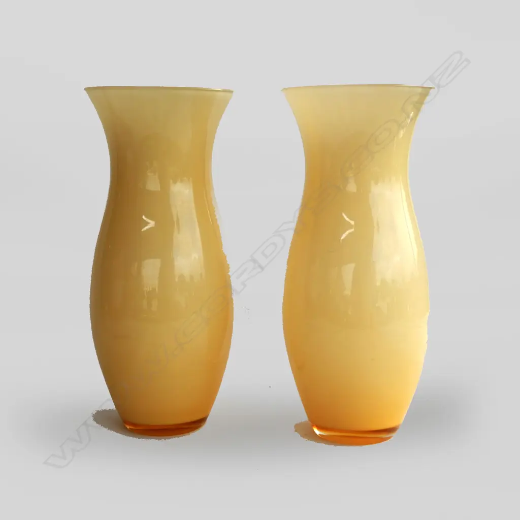 PR. A.V.MAZZEGA, MURANO, PALE AMBER VASES Ex Sultan of Brunei Image 1++