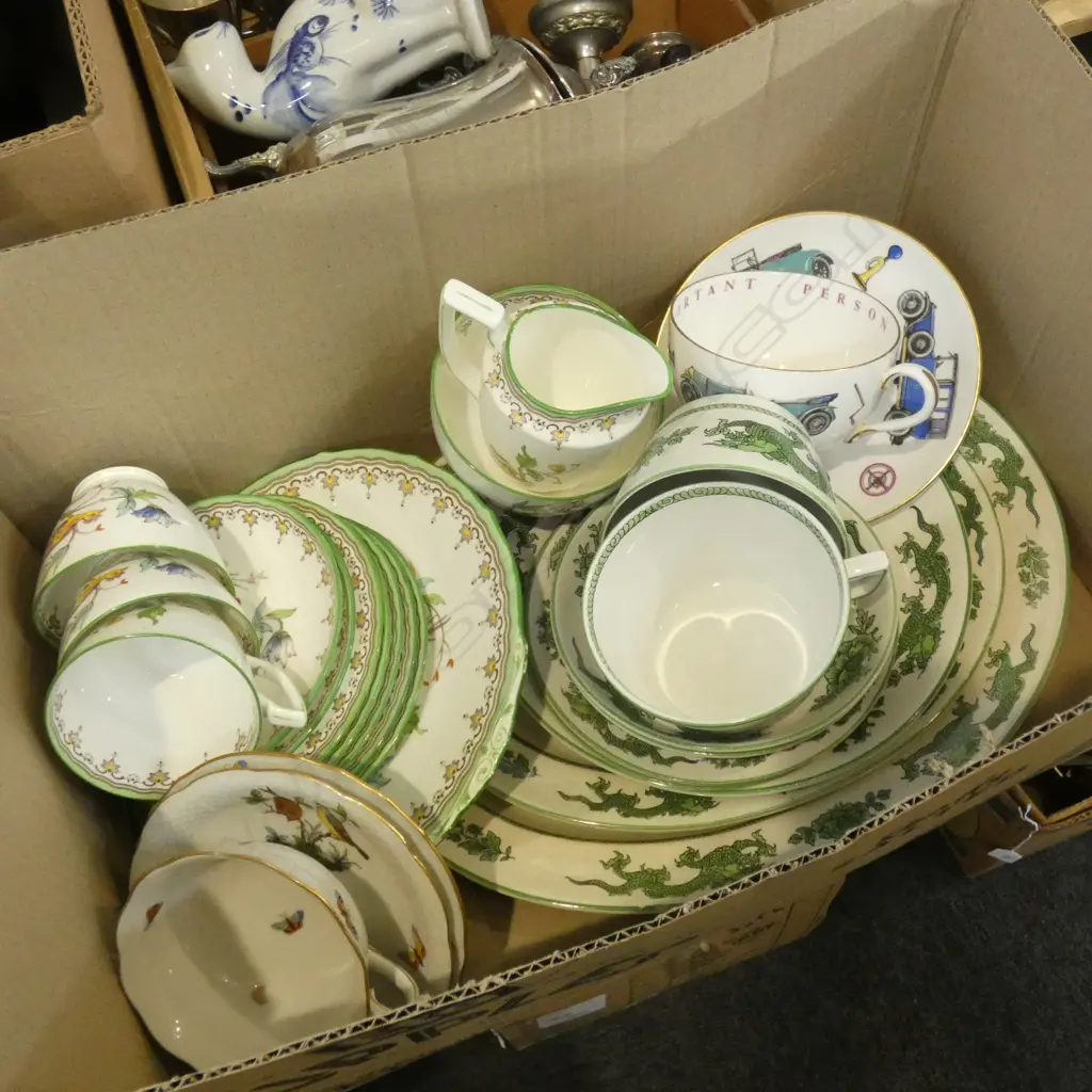BOX LOT ASST CHINA INCL BOOTHS GREEN DRAGON PCS ETC.. Image 1++