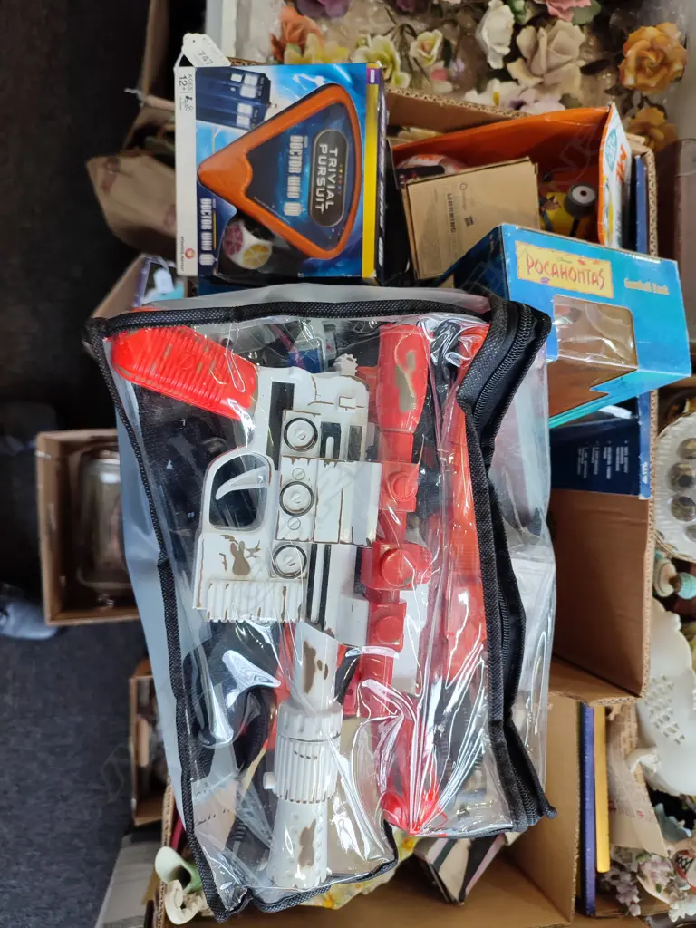 BOX LOT ASST. TOYS; BATMAN, DISNEY, STAR WARS ETC Image 1++