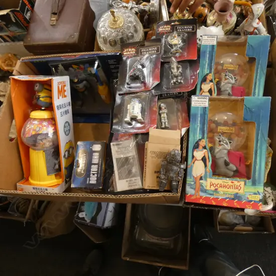 BOX LOT ASST. TOYS; BATMAN, DISNEY, STAR WARS ETC