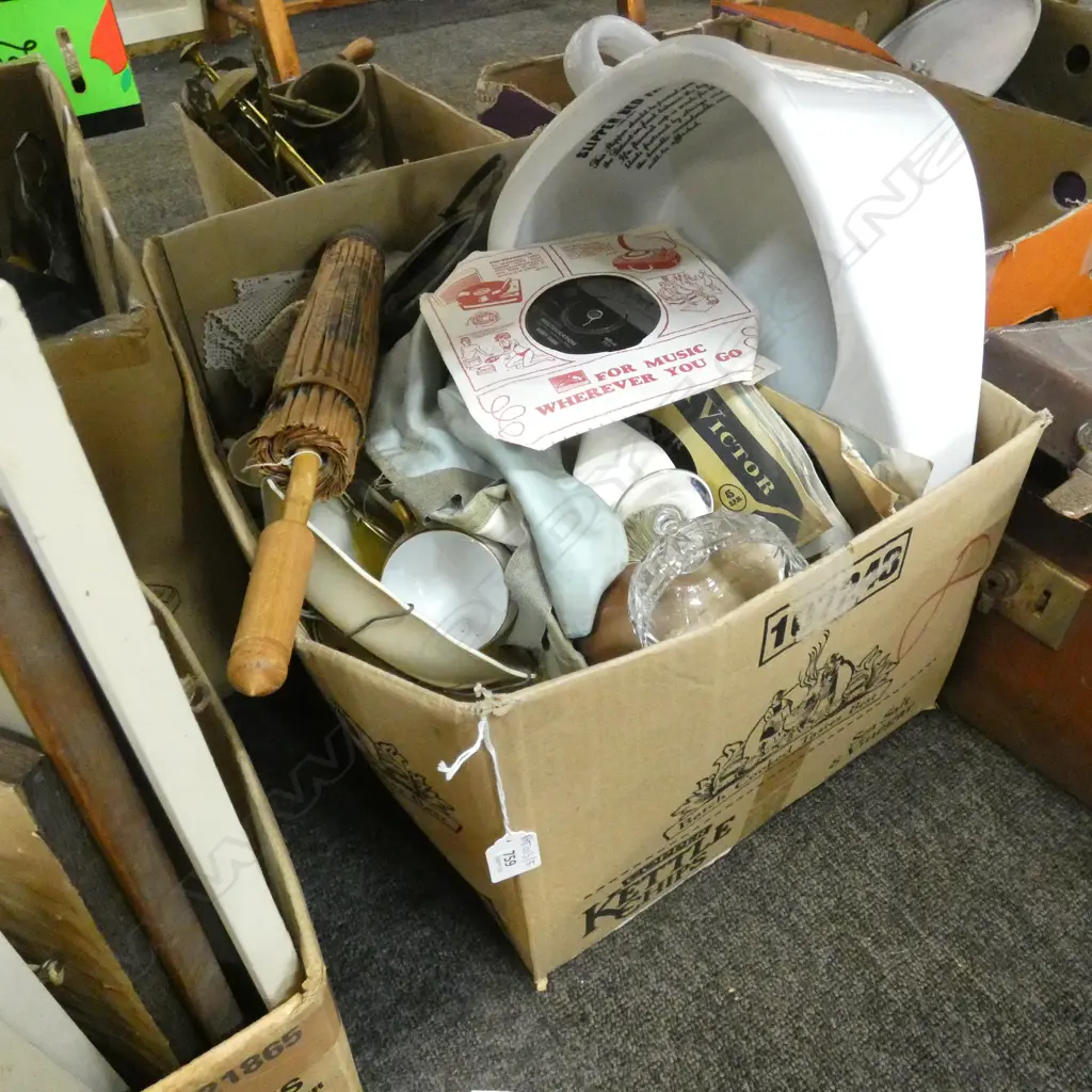 BOX LOT ASST. CHINA, CRYSTAL, HOBBIT CALENDAR, MASONIC APRON ETC Image 1++