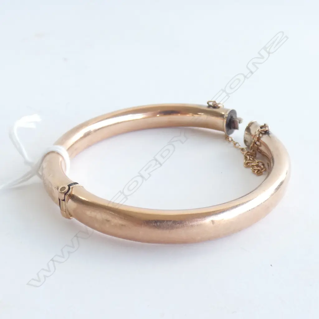 ANTIQUE 9CT ROSE GOLD PLATED BANGLE (AF) SILVER LINED Image 1++