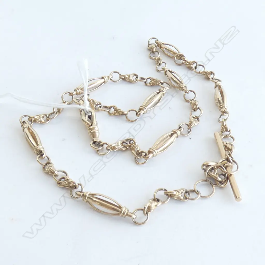 10CT GOLD FOB CHAIN with 9CT DOG CLIPS 31gm Image 1++