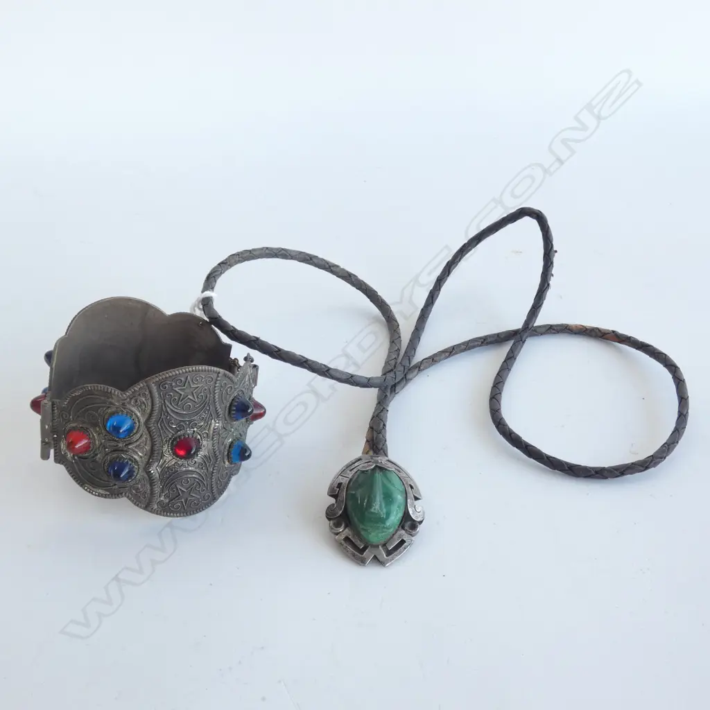 MEXICAN 925 & JADE PENDANT BOLO NECKLACE + BRACELET Image 1++