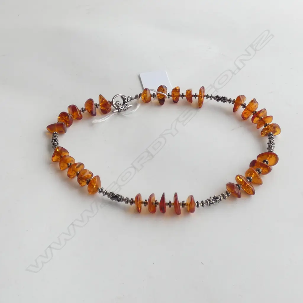 AMBER AND SILVER NECKLACE Image 1++