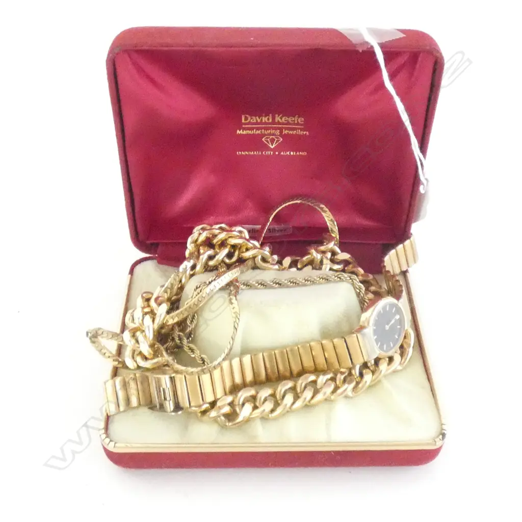 3 GOLD PLATED CHAINS & 1 WATCH A.F Image 1++