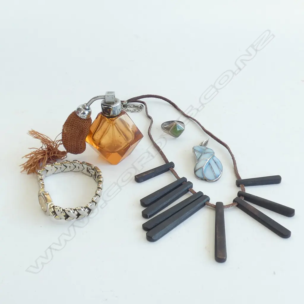 ASST. JEWELLERY; STG RING, STG PENDANT, WATCH, NECKLACE, PERFUME BOTTLE Image 1++