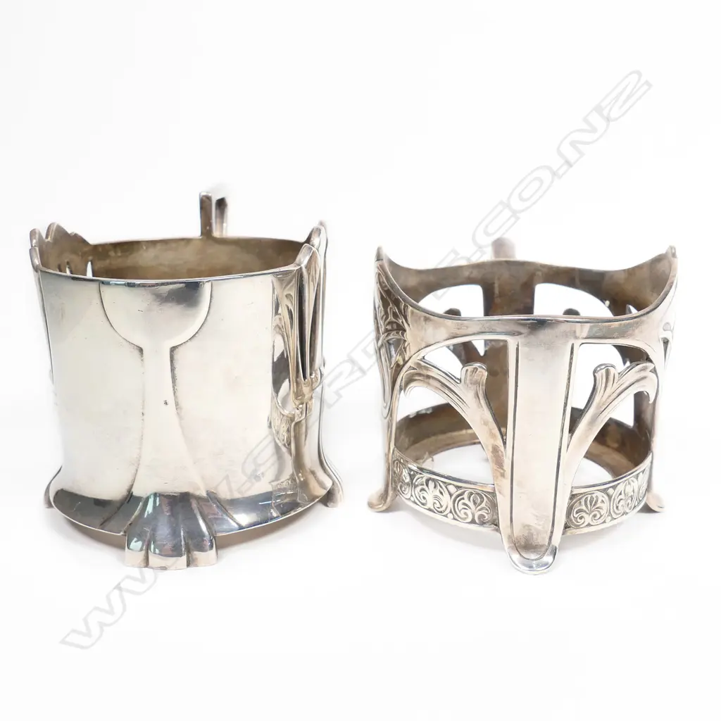 TWO ART NOUVEAU WMF SILVER PLATE TODDY HOLDERS Image 1++