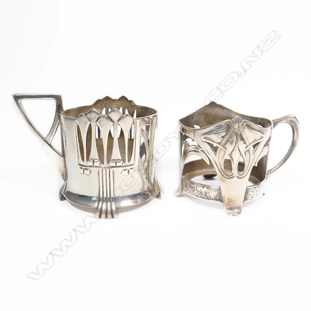 TWO ART NOUVEAU WMF SILVER PLATE TODDY HOLDERS Image 1++