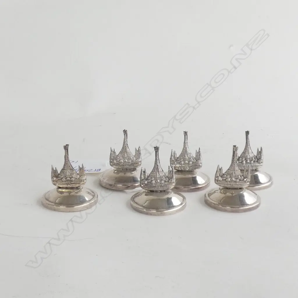 STG SILVER SET OF 6 PLACE NAME /MENU HOLDERS Image 1++