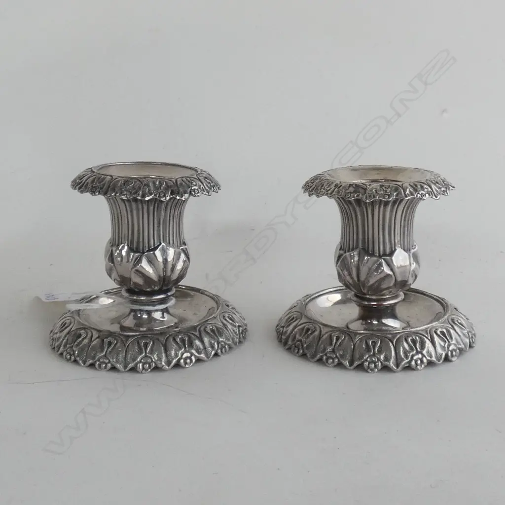 PR OF OLD SHEFFIELD PLATE CANDLEHOLDERS HATFIELD AND CO SHEFFIELD Image 1++