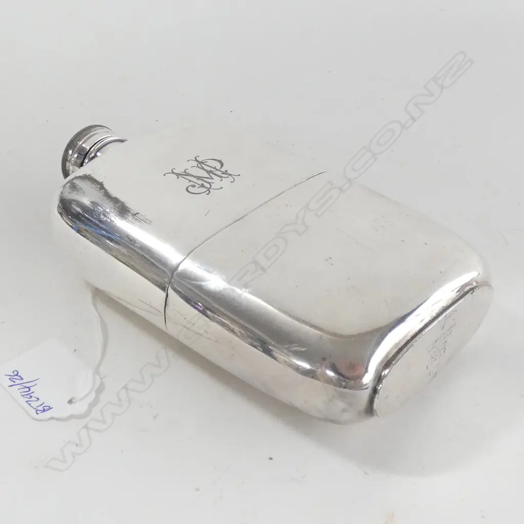 SILVER PLATED HIP FLASK WALKER AND HALL SHEFFIELD L 170MM Image 1++