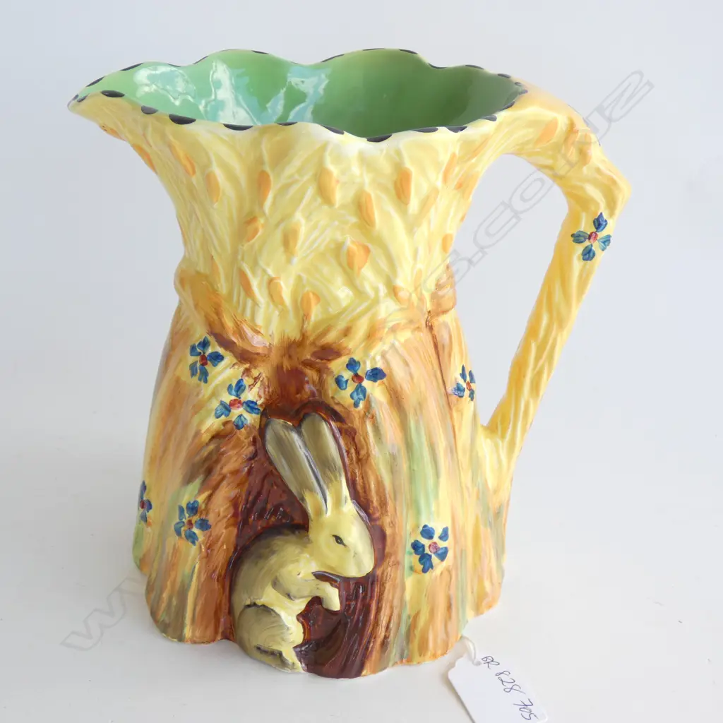 A BURLEIGHWARE JUG CORN STOCKS WITH RABBITS, BROWN AND YELLOW Image 1++