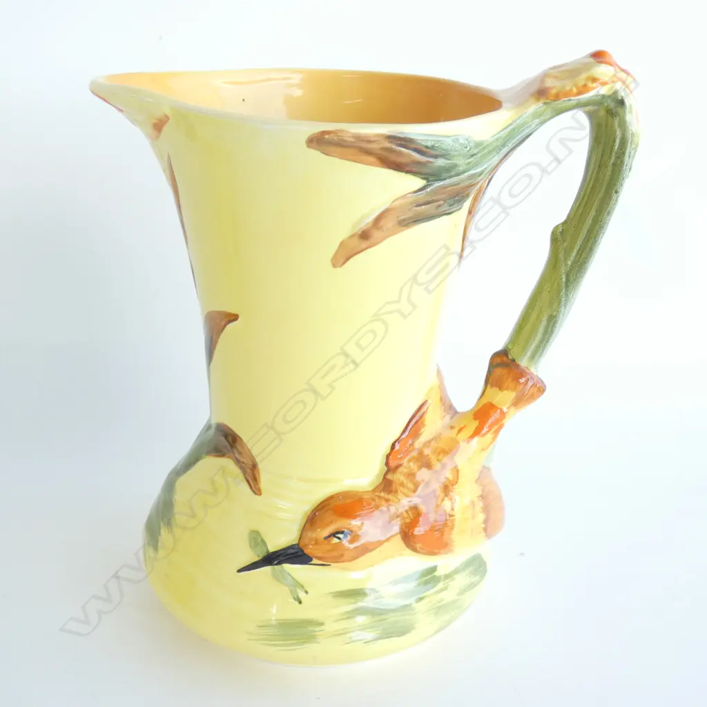 A BURLEIGH WARE JUG, KINGFISHER YELLOW GROUND. H.180mm Image 1++