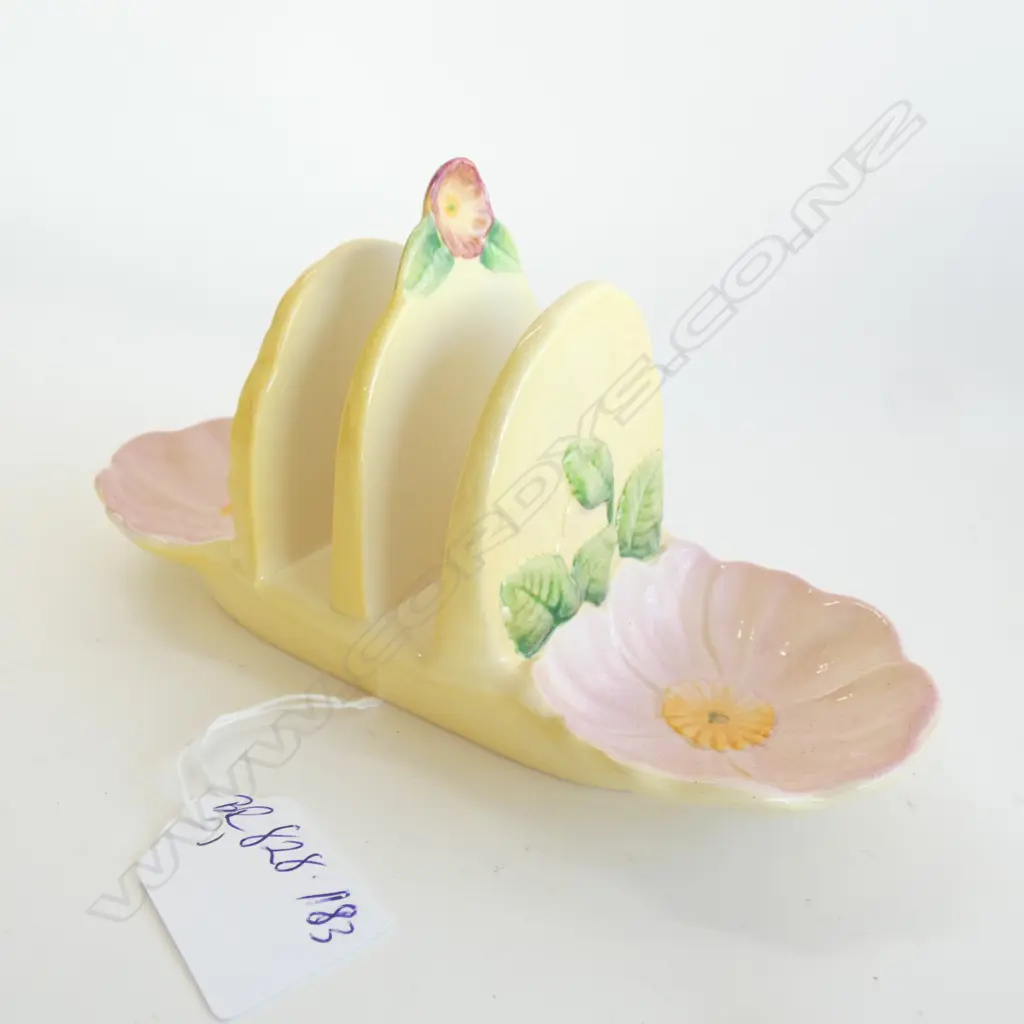 A CARLTON WARE EMBOSSED TOAST RACK, Frit to rose knop Image 1++