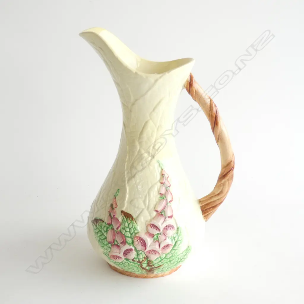 A CARLTONWARE EMBOSSED JUG, YELLOW FOXGLOVE H.280mm Image 1++