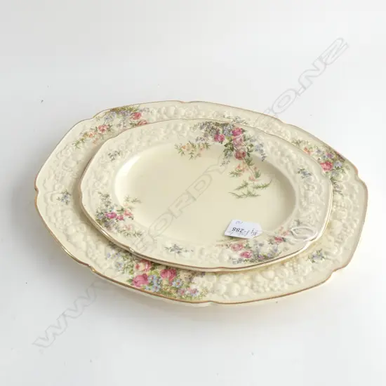 2 CROWN DUCAL ROSALIE PLATES. LARGEST DIA.350mm