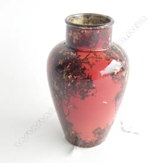 A WARDLE & CO SMALL FLAMBE VASE, PAINTED TREE TRUNKS AND FOLIAGE H.100mm