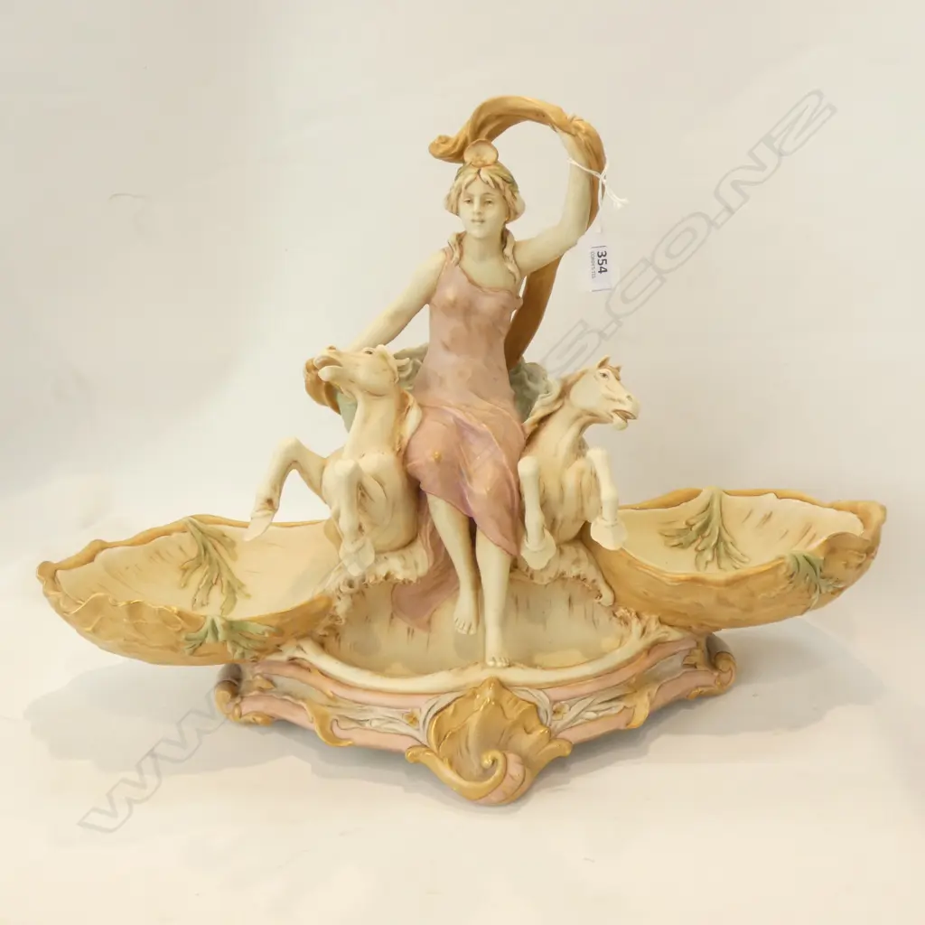 A LARGE ROYAL DUX CENTREPIECE, BISQUE PORCELAIN, W.560mm, Image 1++