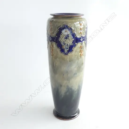 A DOULTON LAMBETH STUDIO POTTERY VASE, DECORATED BY LOUISA WAKELY, c.1900, H.345mm