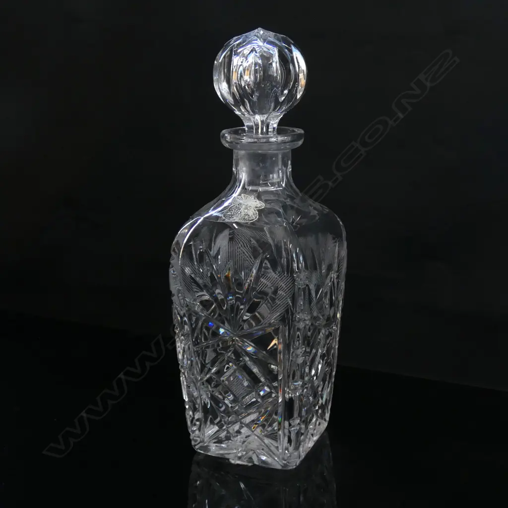 GERMAN ASTRA CUT CRYSTAL SQUARE DECANTER. H.290mm Image 1++