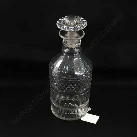 A GLASS GEORGIAN SMALL DECANTER CUT GLASS