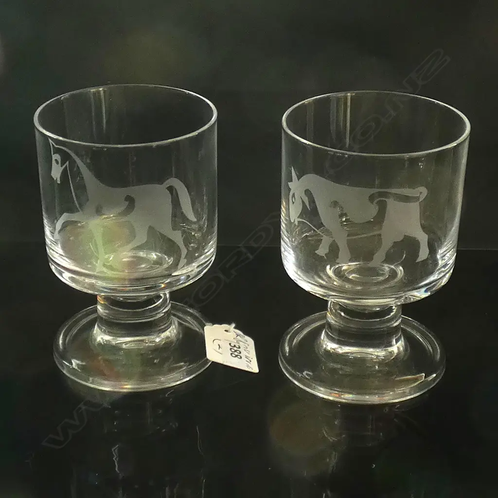 2 X CAITHNESS ANIMAL ENGRAVED WHISKY GLASSES Image 1++