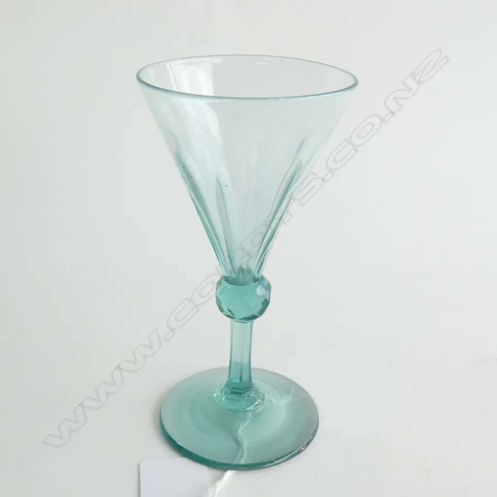 TWO ENGLISH WINE GLASSES, & OPALISED CHEMIST'S BOTTLE Image 1++
