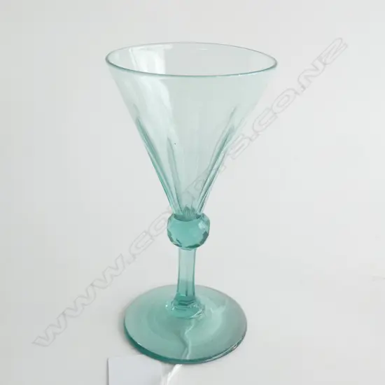TWO ENGLISH WINE GLASSES, & OPALISED CHEMIST'S BOTTLE