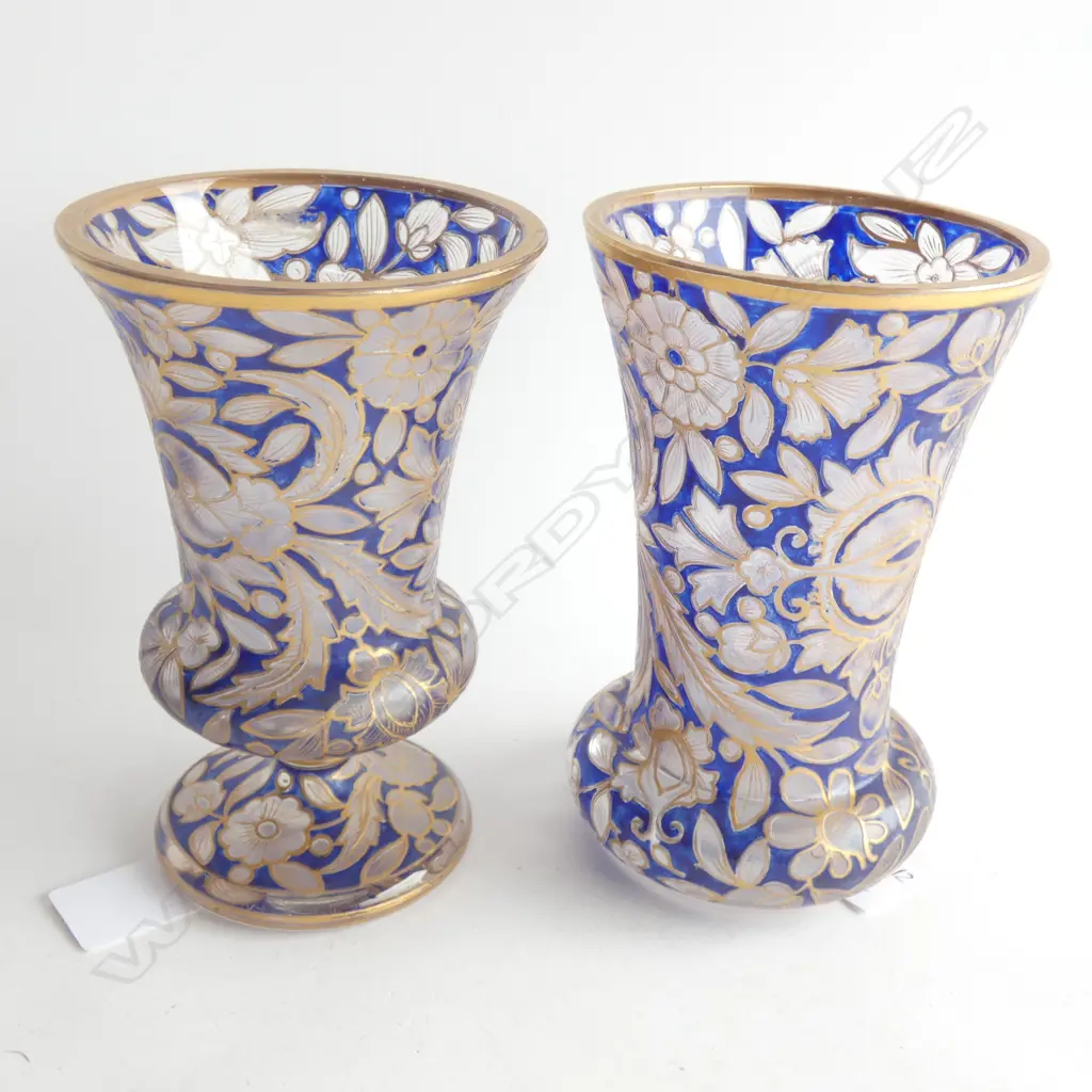 A TWO EARLY 20THC EUROPEAN ENAMELLED GLASS VASES, CIRCA 1910. H.160mm… Image 1++