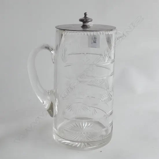 A VICTORIAN CRYSTAL WATER JUG, H.230mm