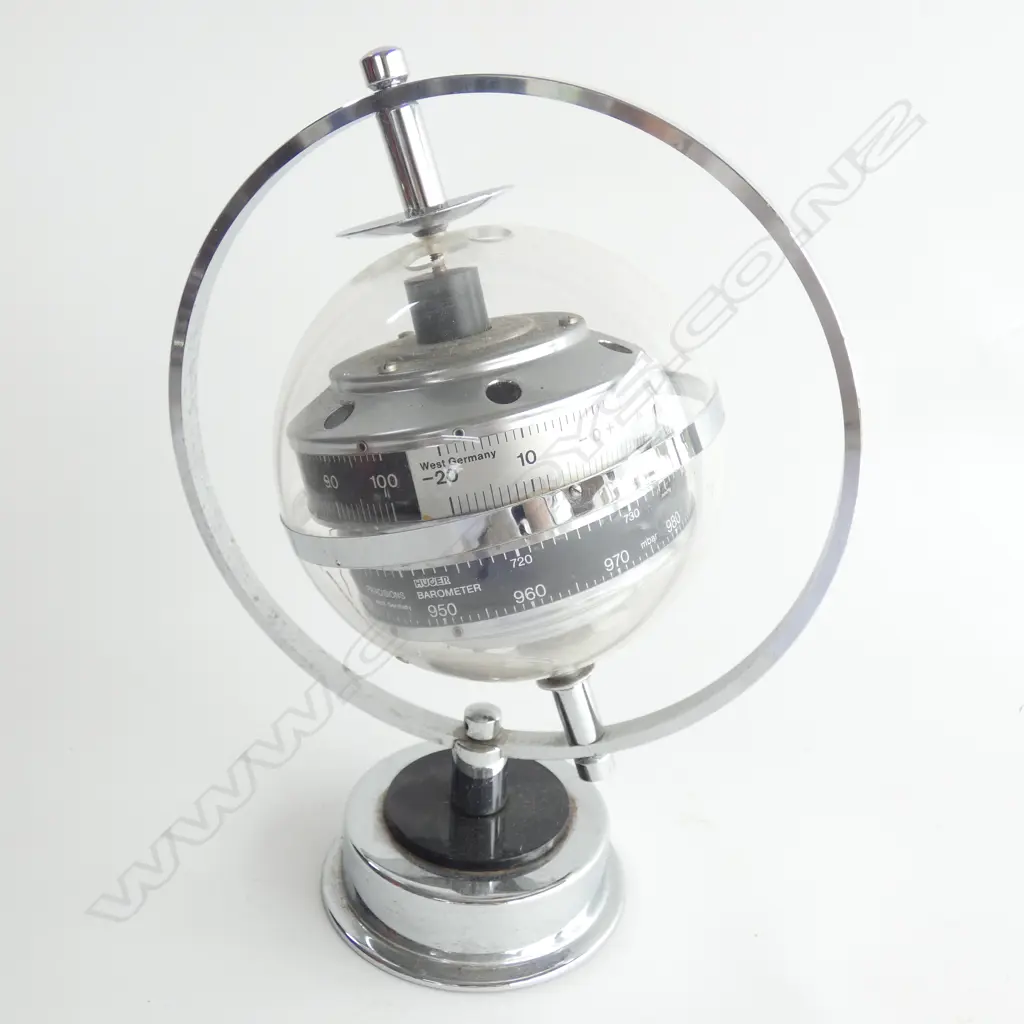 A WEST GERMAN PERSPEX TABLE GLOBE THERMOMETER/HYGROMETER, H.270mm Image 1++