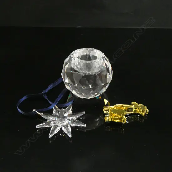 SWAROVSKI CRYSTAL; GINA GIRAFFE MAGNET / STAR HANGING ORNAMENT & CRYSTAL CANDLE HOLDER - IN BOXES