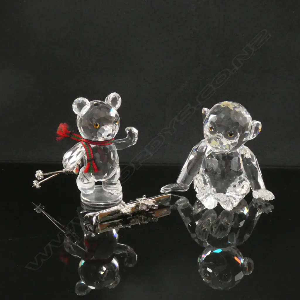 SWAROVSKI CRYSTAL CHIMP (H50MM) & KRIS BEAR W SKIS (H50MM) - BOTH IN BOXES  Image 1++