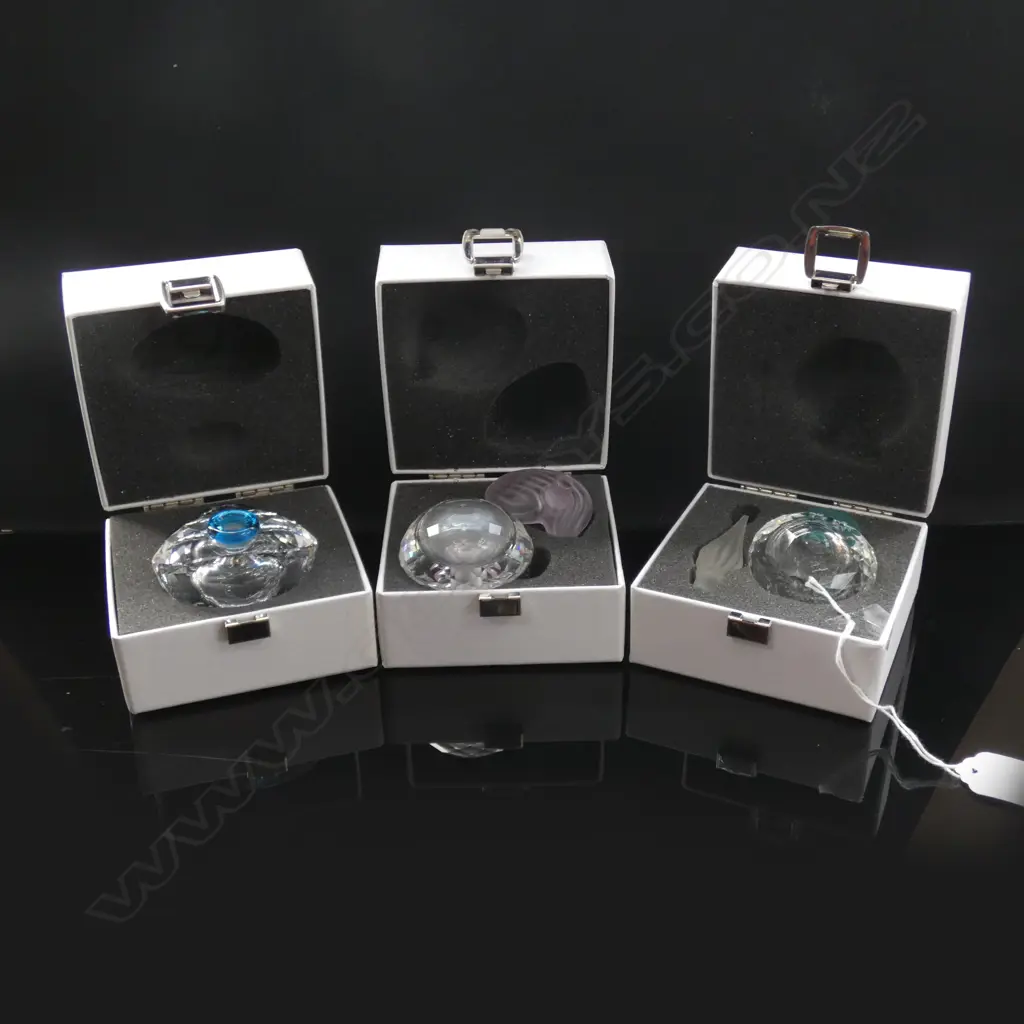 3 SWAROVSKI CRYSTAL SCENT BOTTLES -(001 /002 & 003) - ALL IN ORIGINAL BOXES W SLEEVES  Image 1++