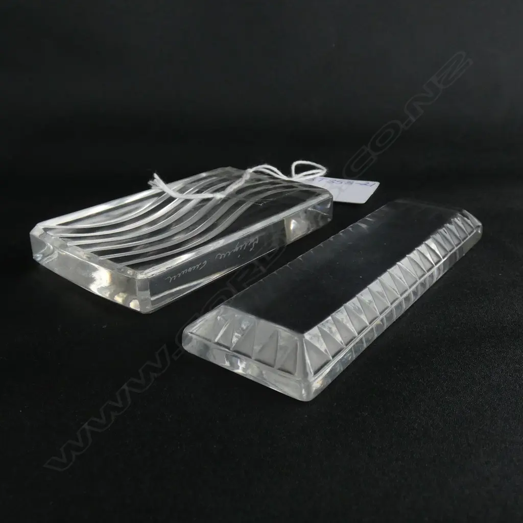 TWO LALIQUE PAPER WEIGHTS - etched marks Image 1++