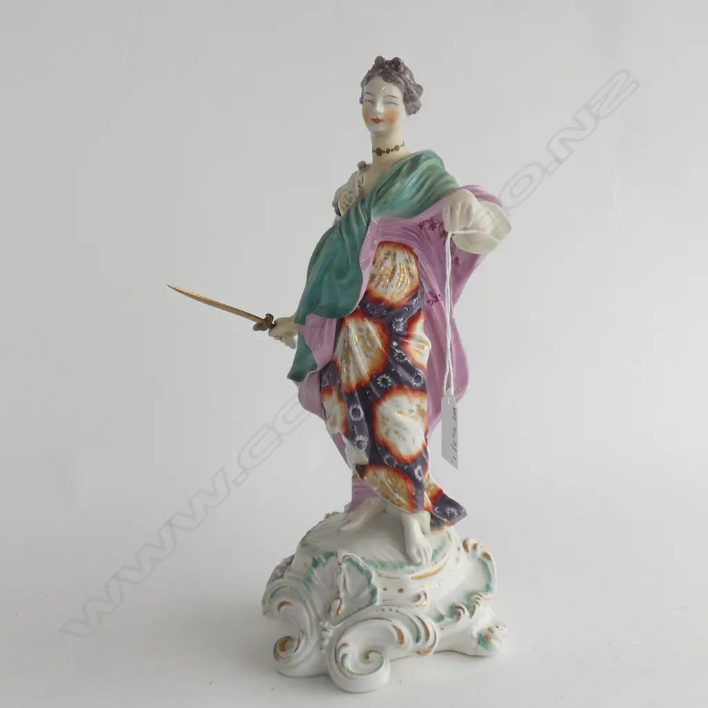 LARGE ANTIQUE CHINA FIGURE OF A GODDESS HOLDING SWORD H.310mm AF Image 1++
