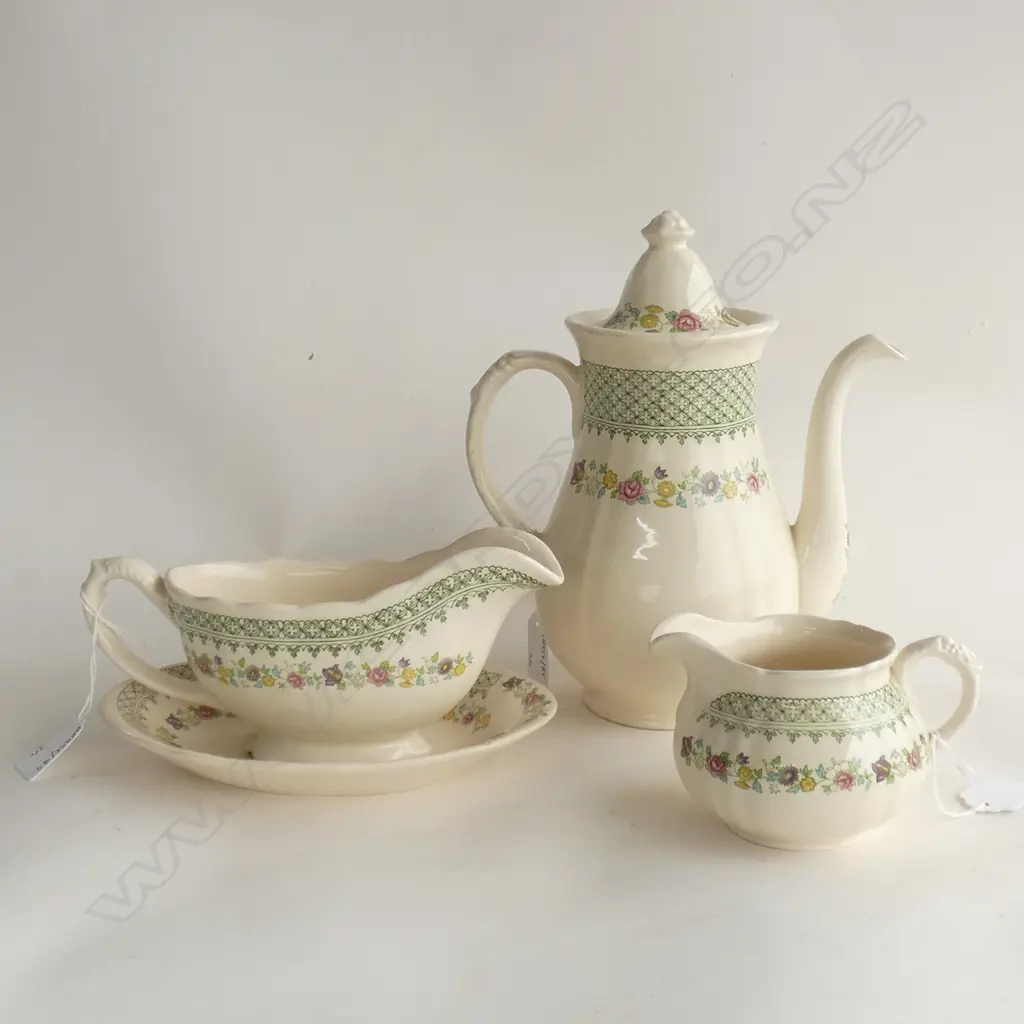 MASONS IRONSTONE COFFEE POT, GRAVY BOAT & JUG, MARIGOLD PATTERN Image 1++