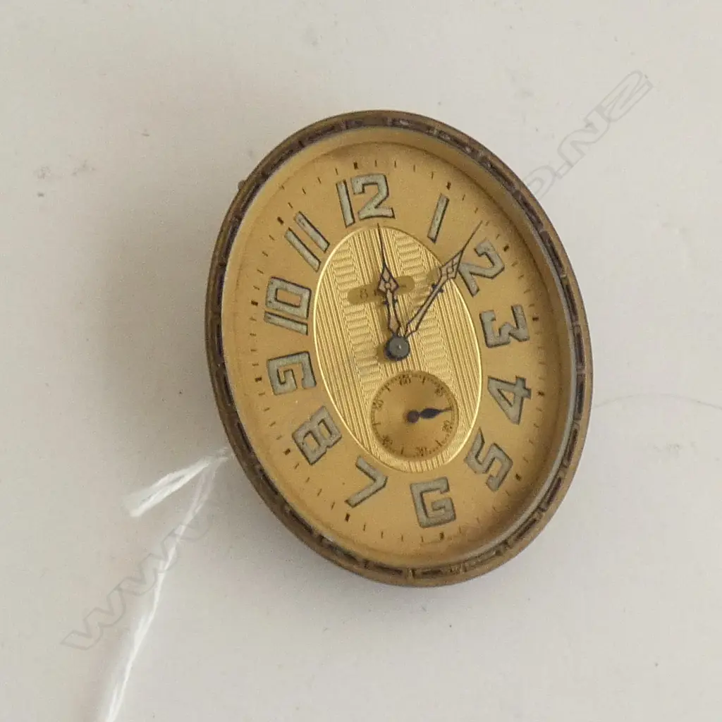 SWISS 8 DAY GILT BRASS CLOCK,NO KEY H 80 MM Image 1++