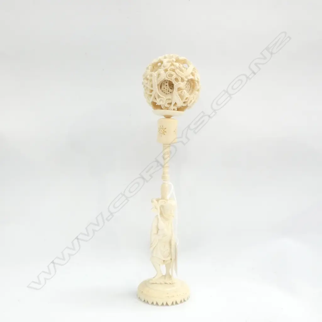 IVORY PUZZLE BALL ON STAND H.265mm Image 1++