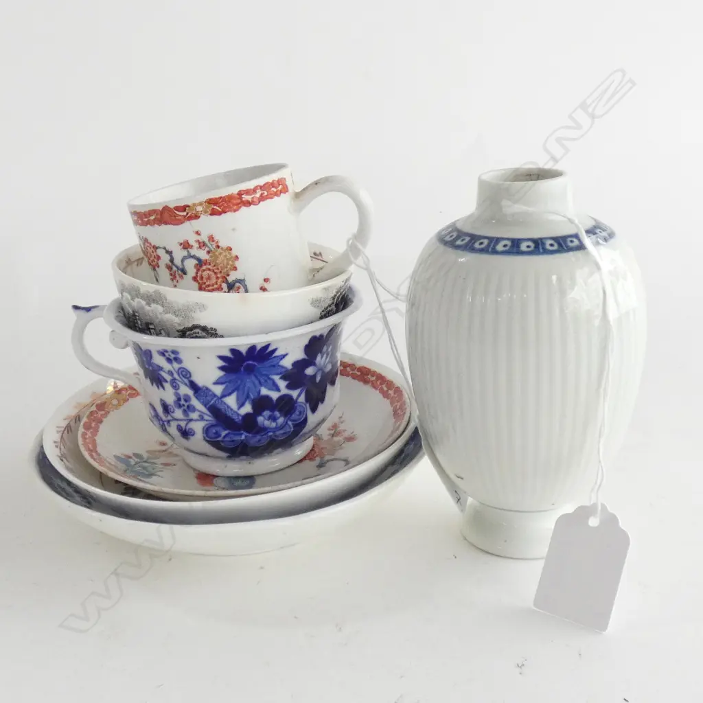 3x 19thC C/S; LIVERPOOL, BOW & HILDITCH + VASE H.120mm Image 1++