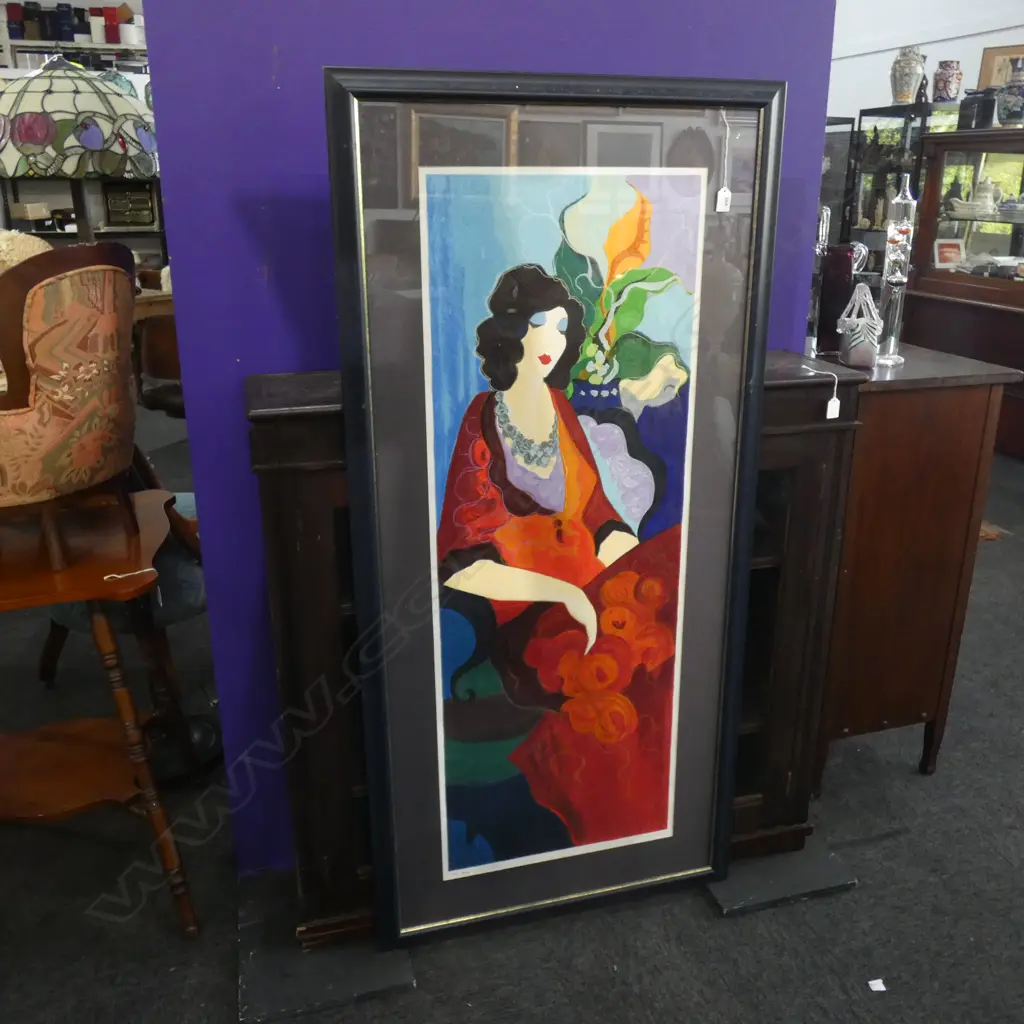 LARGE FRAMED TARKAY SERIGRAPH 'RED DRESS' 45/350 SIGNED IN PENCIL certificate on the back... Image 1++