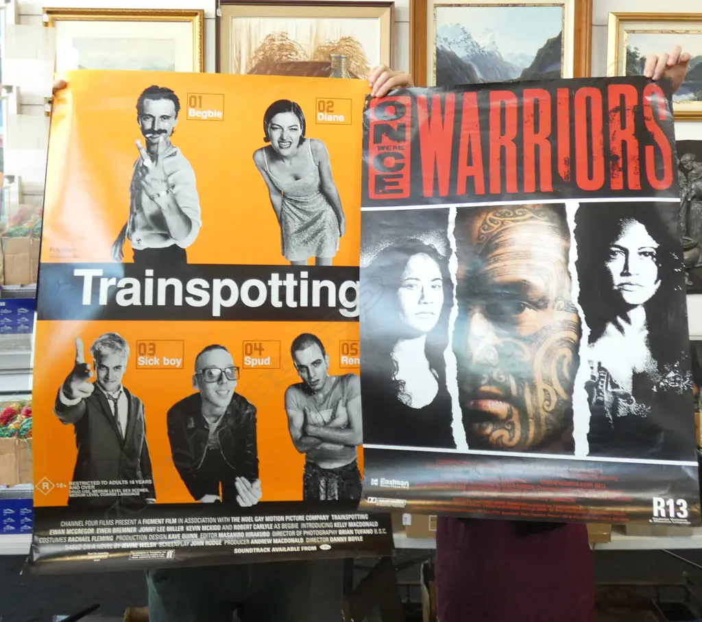 2 MOVIE POSTERS; ONCE WERE WARRIORS & TRAINSPOTTING Image 1++