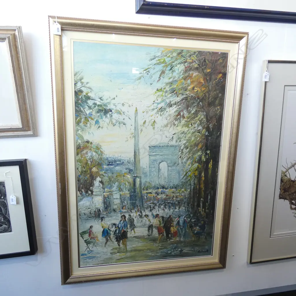 LARGE FRAMED OIL PARIS STREETSCENE SIGNED 875x575mm Image 1++