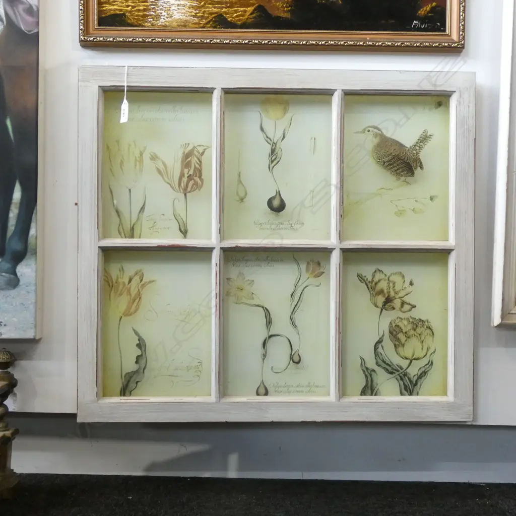 CONTEMPORAY ART WORK BOTANICALS IN WINDOW FRAME Image 1++