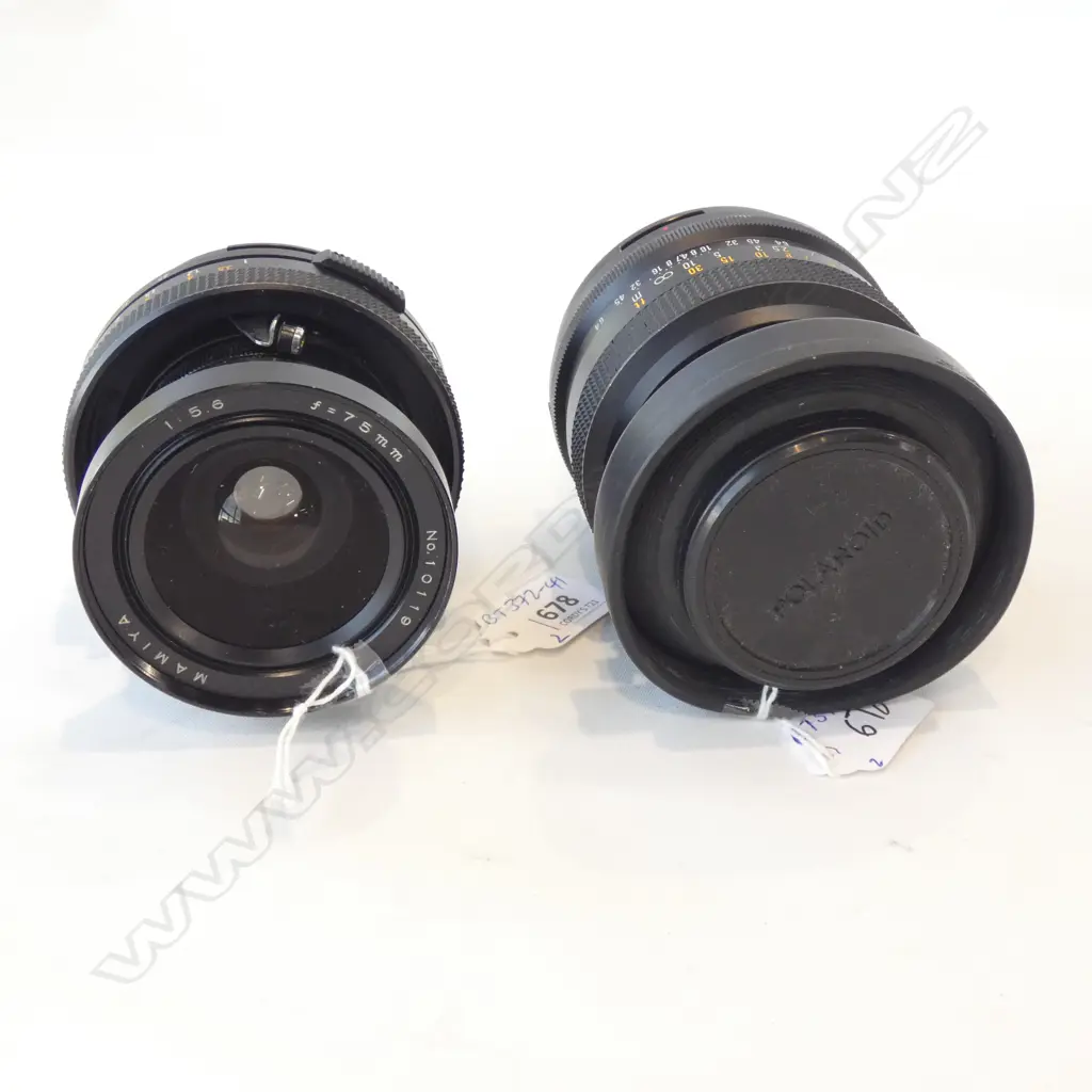 2 LGE MAMIYA CAMERA LENS. 1:56 f=75mm + 1:4.7 f=127mm. Image 1++