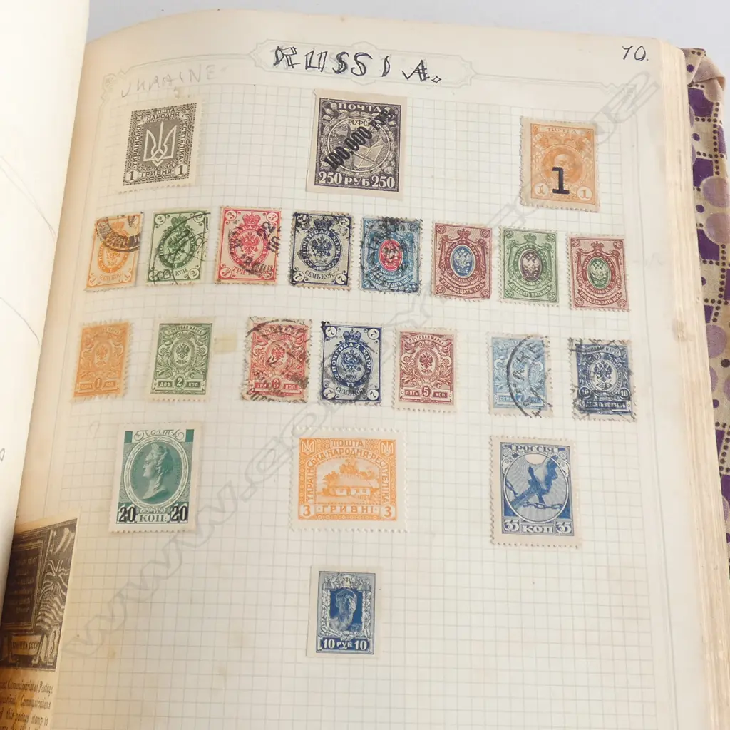 CLOTH COVERED WORLD STAMP ALBUM c.1940 Image 1++