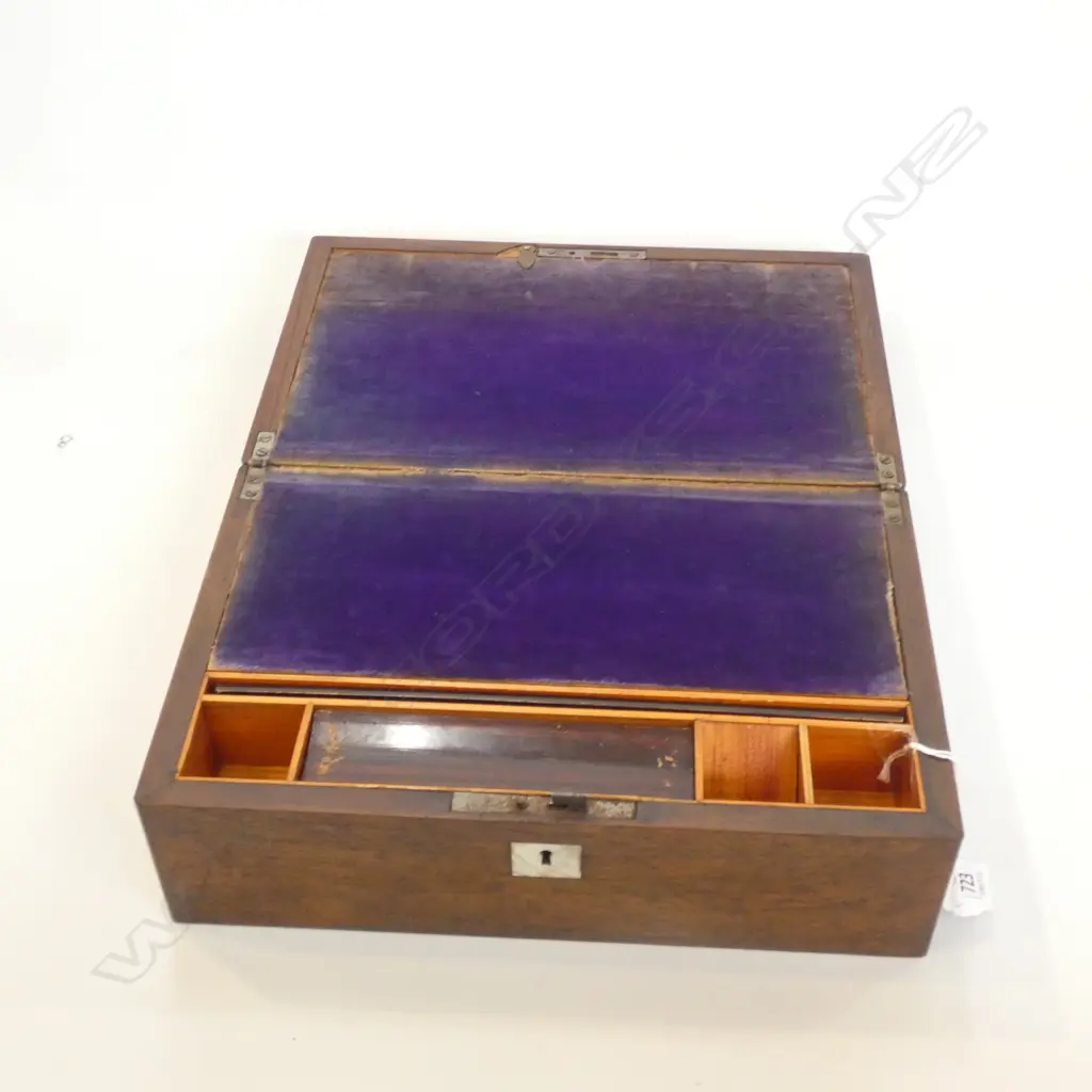 A VICTORIAN ROSEWOOD M.O.P INLAID WRITING SLOPE L 280 MM Image 1++