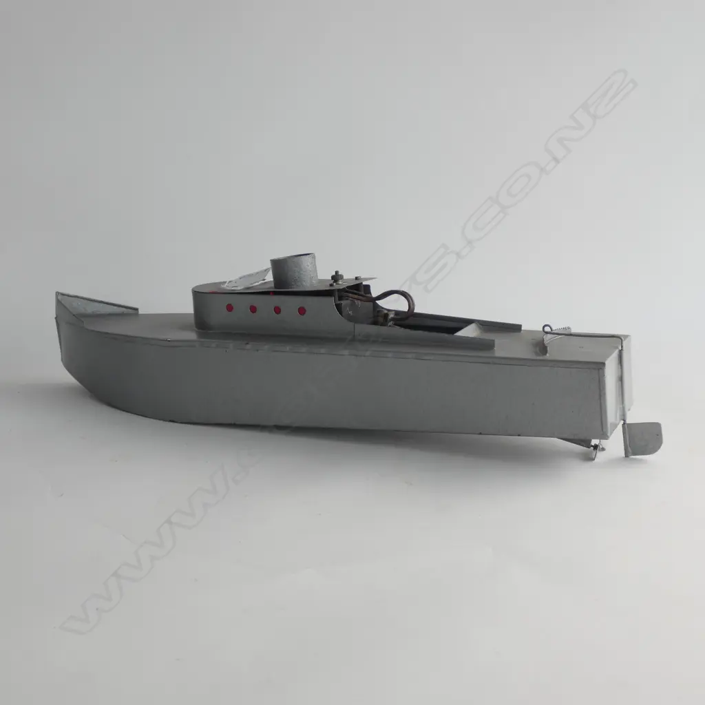 (17805) VINTAGE MODEL TIN BOAT W STEAM ENGINE L.500mm Image 1++