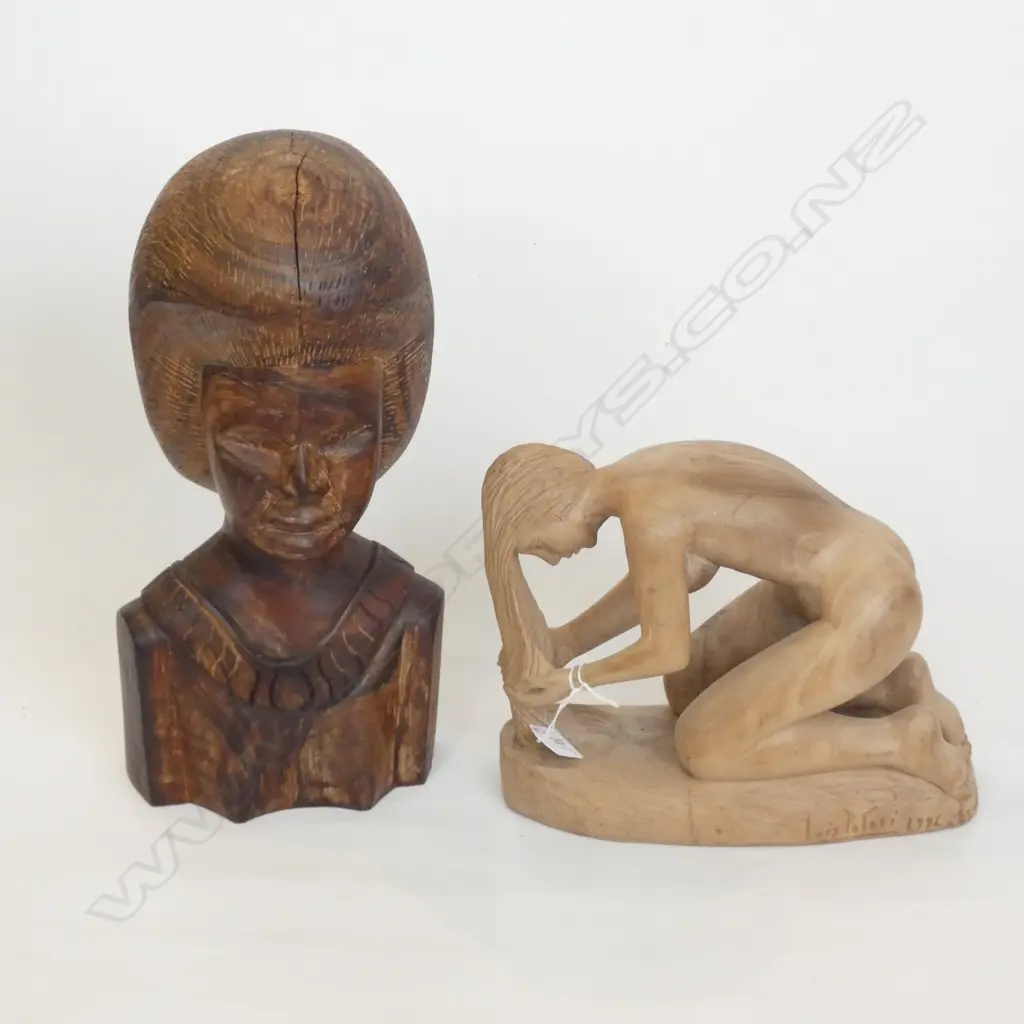 2 WOODEN CARVINGS; ONE BY LUIS POTOSI 1996 ECUADOR Image 1++